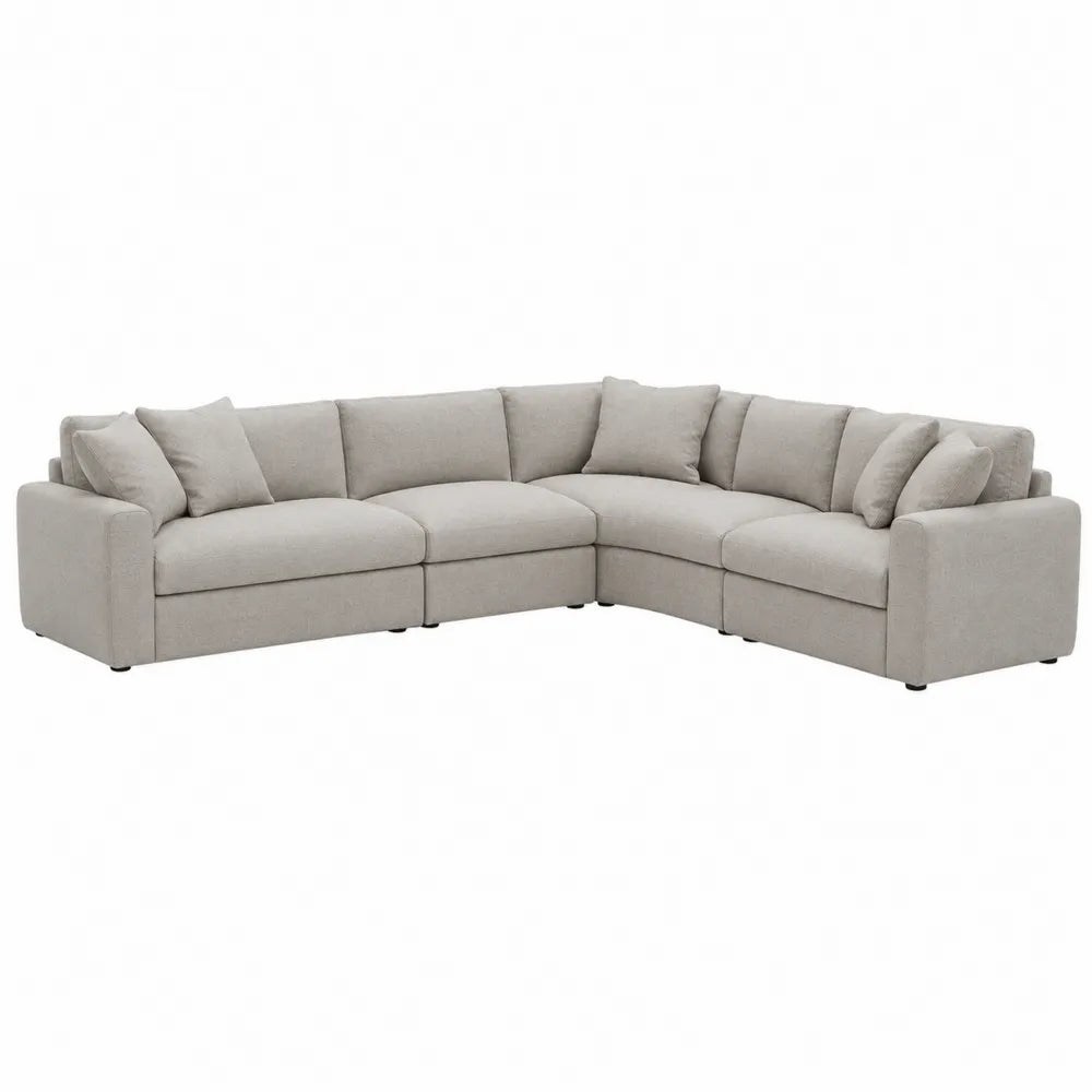 Narożna sofa modułowa tkanina poliester szary 300x200x85 cm