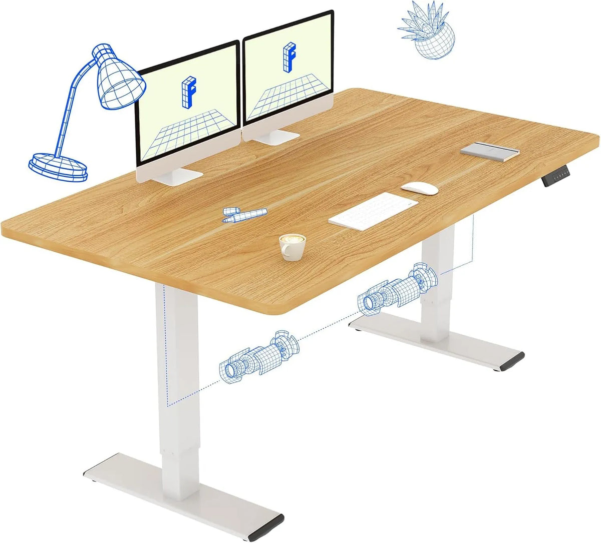 Biurko i stół komputerowy — QB2, regulowana konstrukcja, 140 × 70 cm, biały, FLEXISPOT QB2, regulowana wysokość