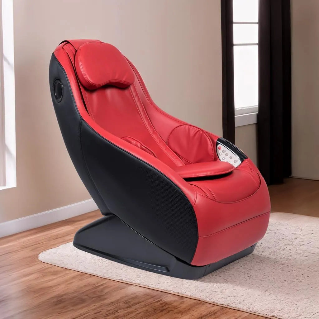 Fotel masujący i fotel relaksacyjny — 2022, masaż Shiatsu, z portem USB, łączność Bluetooth, 3 tryby, czerwony