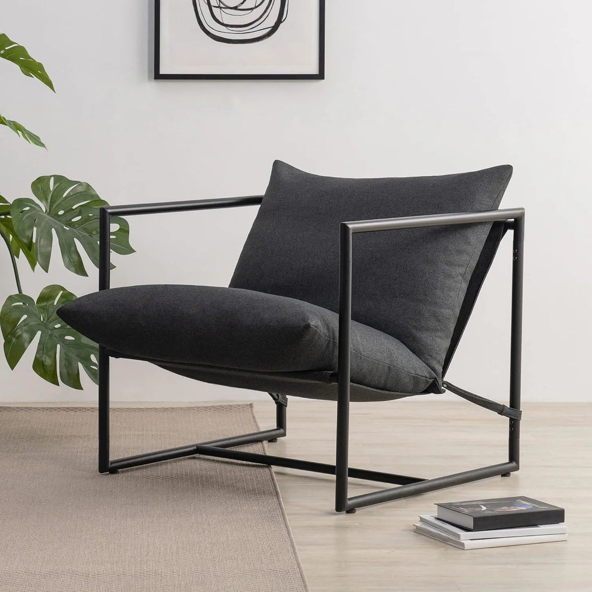 Zinus Ada Duży Fotel i krzesło tapicerowane 79x68x79: jasnoszary, wypełnienie piankowe, 79 × 68 × 79, z metalu