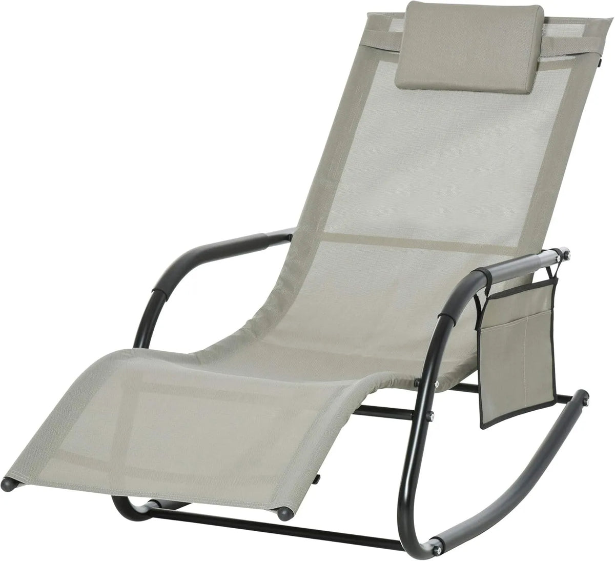 Outsunny Fotel bujany — z metalu, wentylacja siatkowa, 150 × 62 × 88 cm, czarny