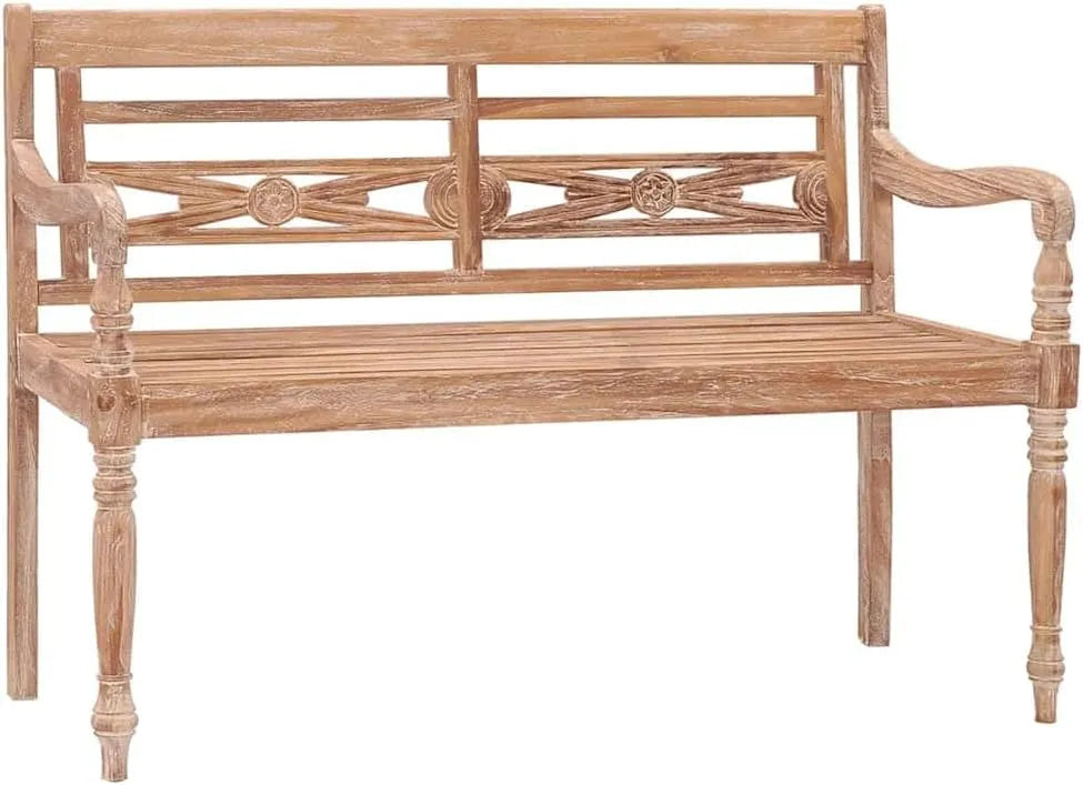 Ławka Batavia 120 cm — z drewna, biały, z litego drewna