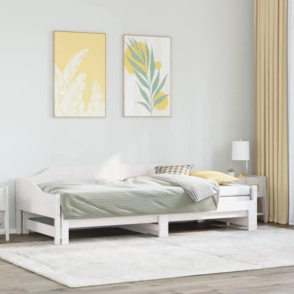 Sofa: z drewna, 90 × 190 cm, biały, tapicerka materiałowa
