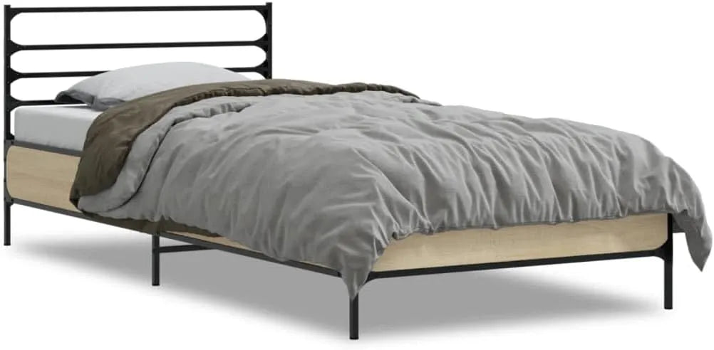 Rama łóżka i konstrukcja łóżka Sonoma z drewna i metalu o wymiarach 75 – 75 × 190 cm