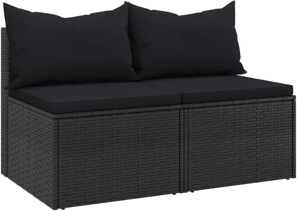 Sofa modułowa i modułowy zestaw wypoczynkowy — modułowa konstrukcja, z poduszkami, z technorattanu, czarny