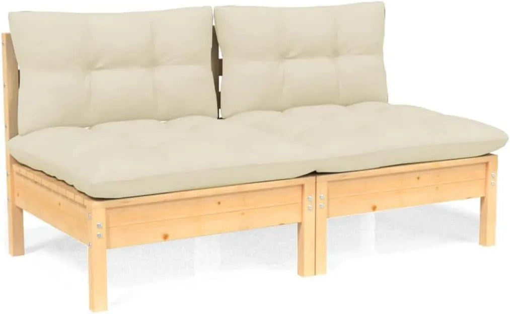 Sofa ogrodowa i sofa wypoczynkowa na taras — z drewna, z poduszkami, 2-osobowa