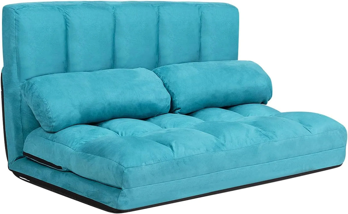 Sofa: z funkcją spania, z oparciem, z poduszkami, składana konstrukcja, 2-osobowa, 3 w, niebieski