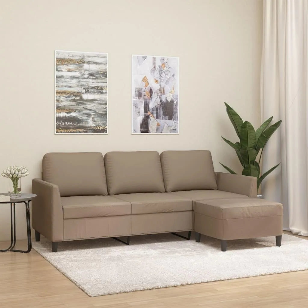 Sofa — 3-osobowa, 180 cm, brązowy, tapicerka materiałowa, tapicerka skórzana