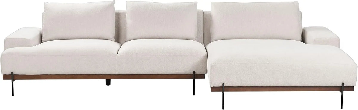 Sofa narożna: lewy Narożnik i sofa w kształcie L, 3-osobowa, beżowy
