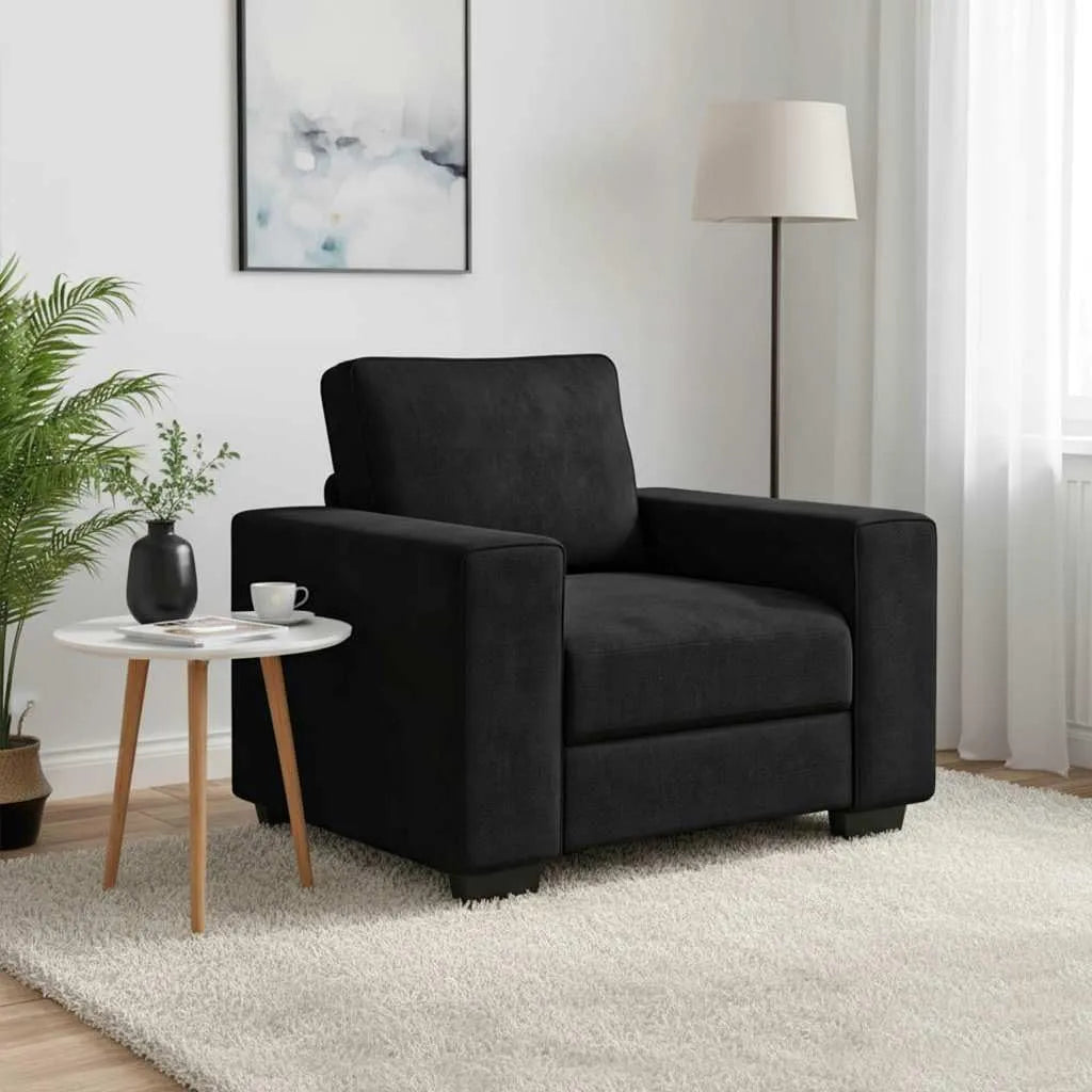 Fotel relaksacyjny i fotel rozkładany wypoczynkowy — wypełnienie piankowe, tapicerka aksamitna, 100 × 77 × 82 cm, czarny