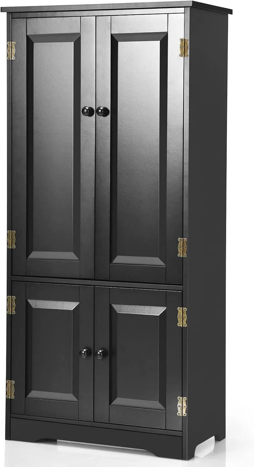 Szafka uniwersalna: z półkami, regulowana konstrukcja, 4 drzwi, 58, 5 × 31, 5 × 123 cm, czarny, z półkami