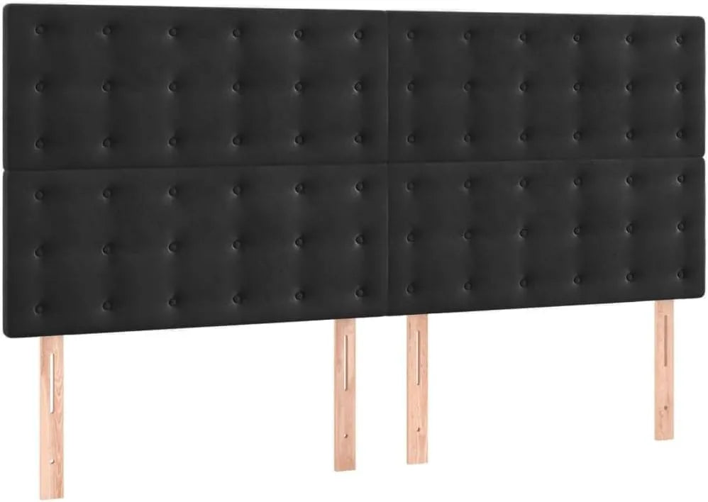 Zagłówki do łóżka: tapicerka aksamitna, 80 × 5 × 78, 88 cm, czarny