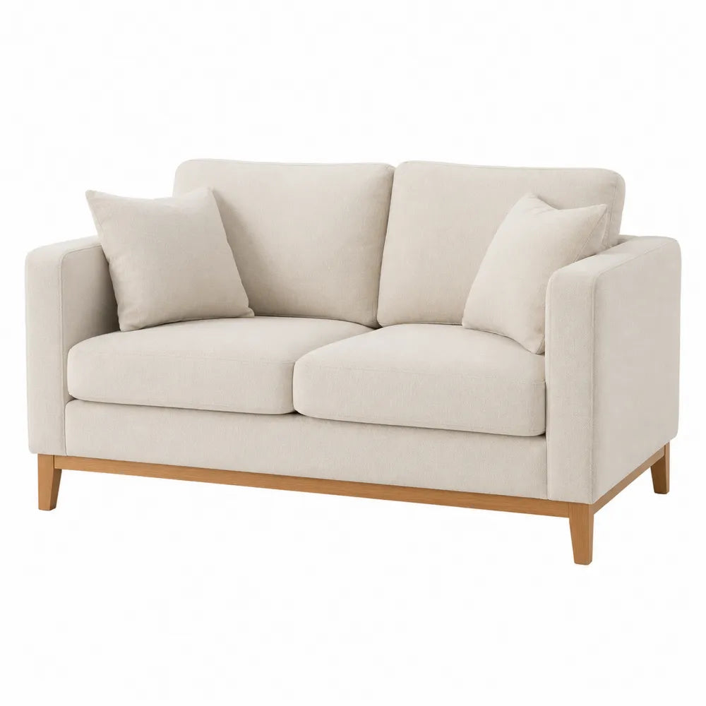 Dwuosobowa sofa z tkaniny bawełnianej na ramie bukowej 140cm