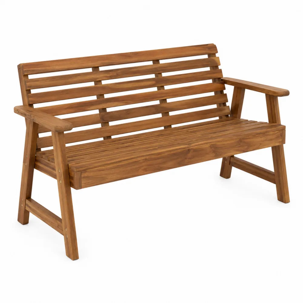 Ławka drewniana z drewna akacjowego 120 cm brązowa