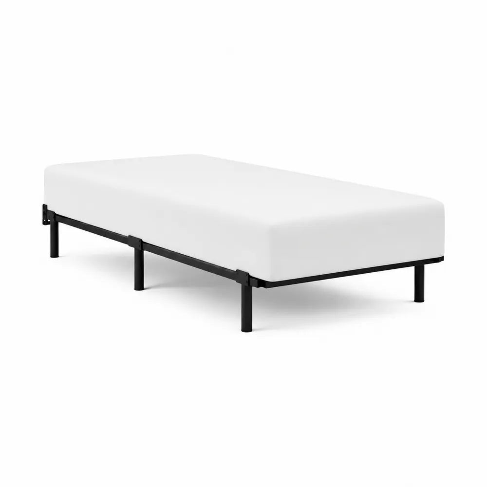 Łóżko metalowe z białym materacem 200x90 cm
