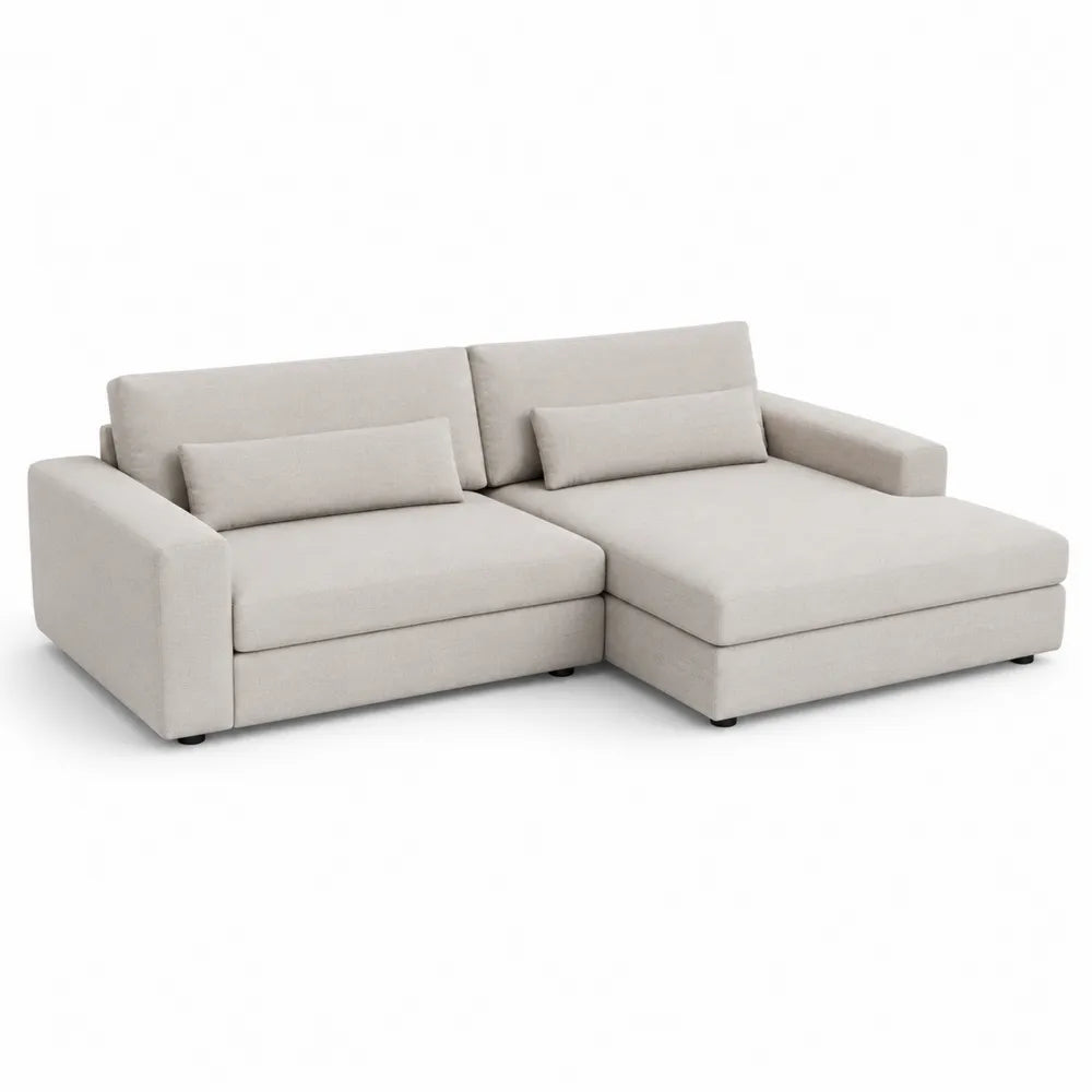 Modułowa sofa narożna tkanina poliestrowa beżowa 240x150 cm