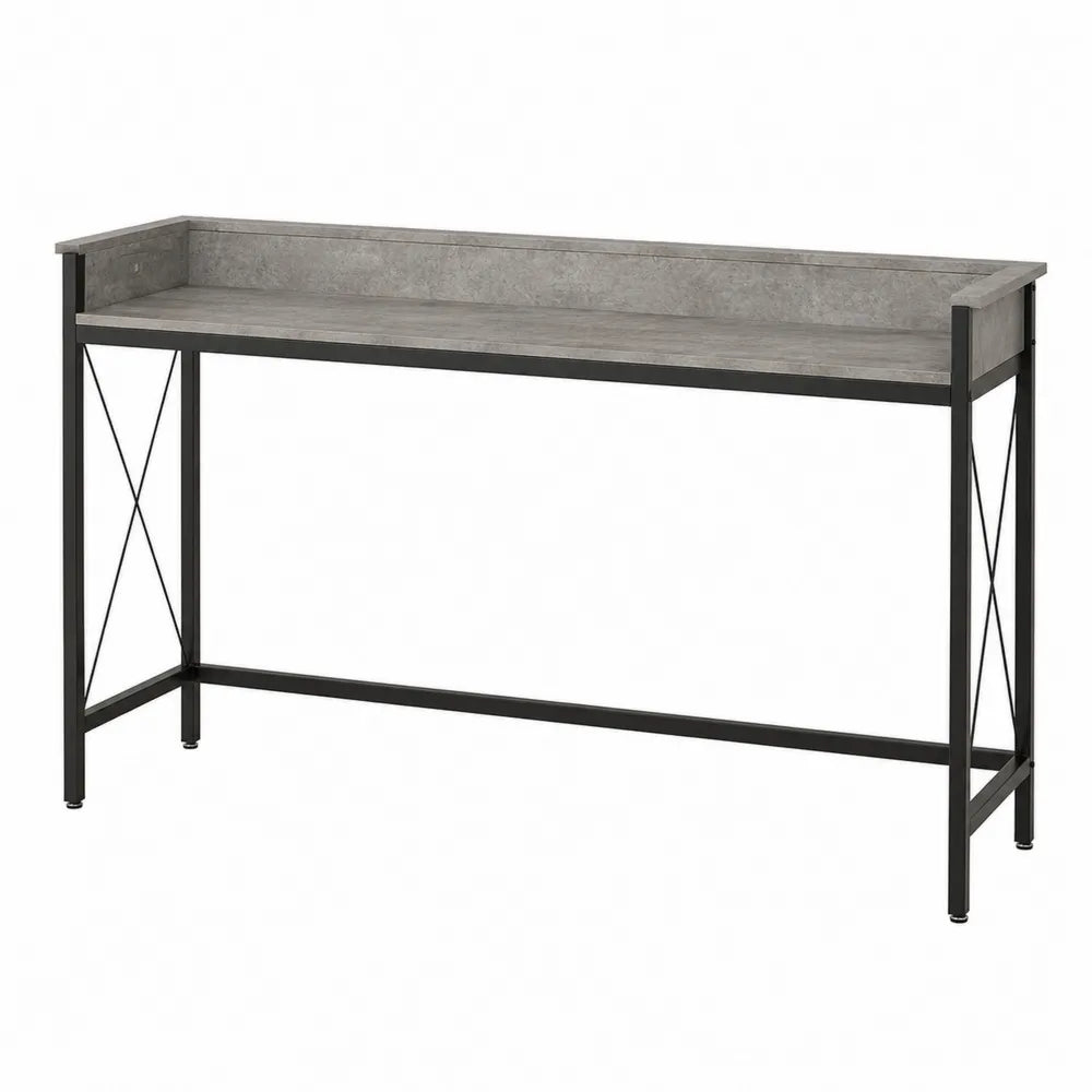 Konsola metalowa z blatem MDF o wyglądzie szarego betonu 120x30x80 cm