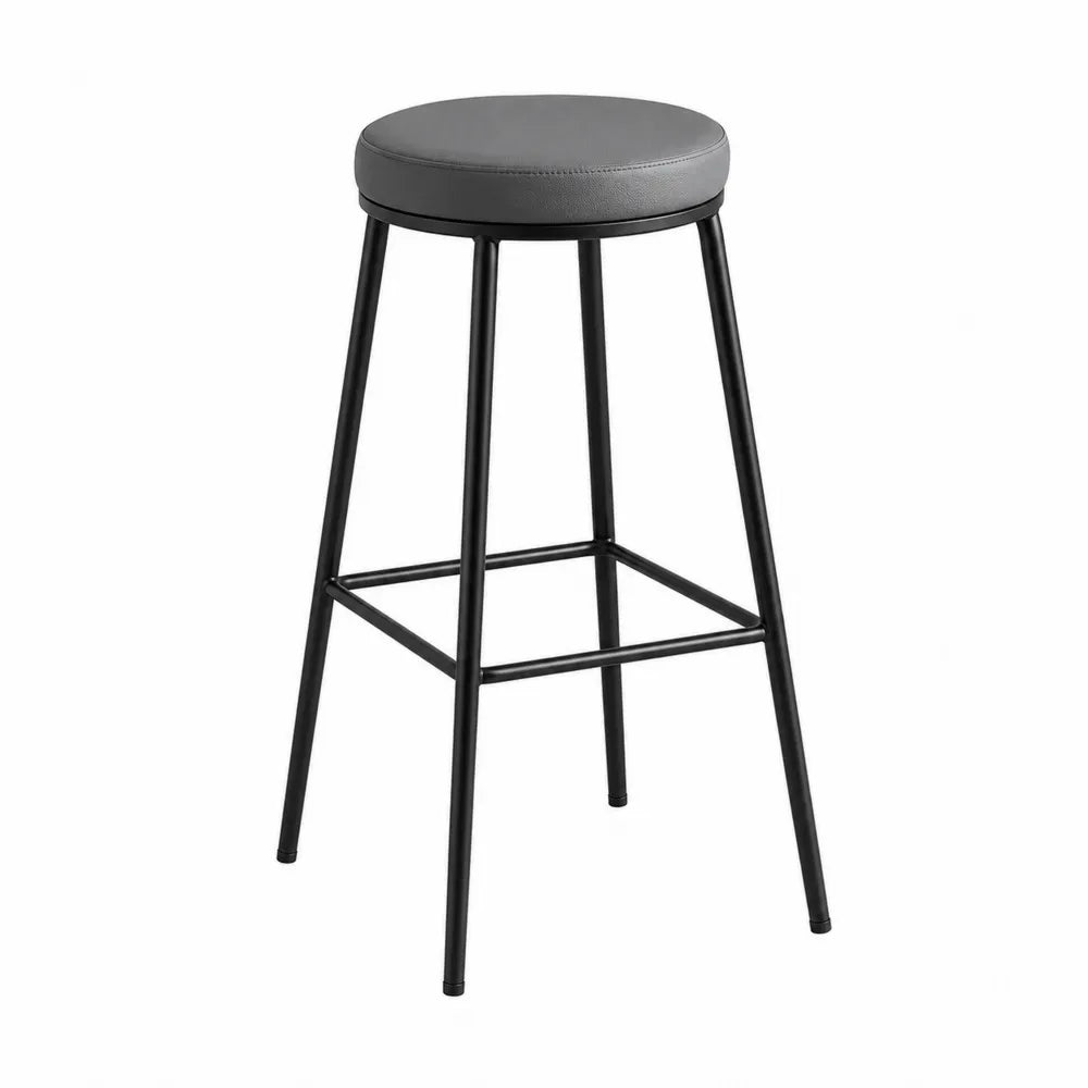 Metalowy hoker z ekoskórą szary 76 cm