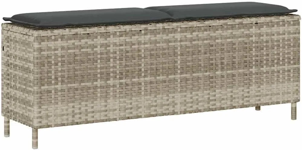 Ławka ogrodowa i ławka tarasowa z poduszką Jasnoszara 110x30x40 – z poduszkami, z technorattanu, 110 × 30 × 40, 5 cm