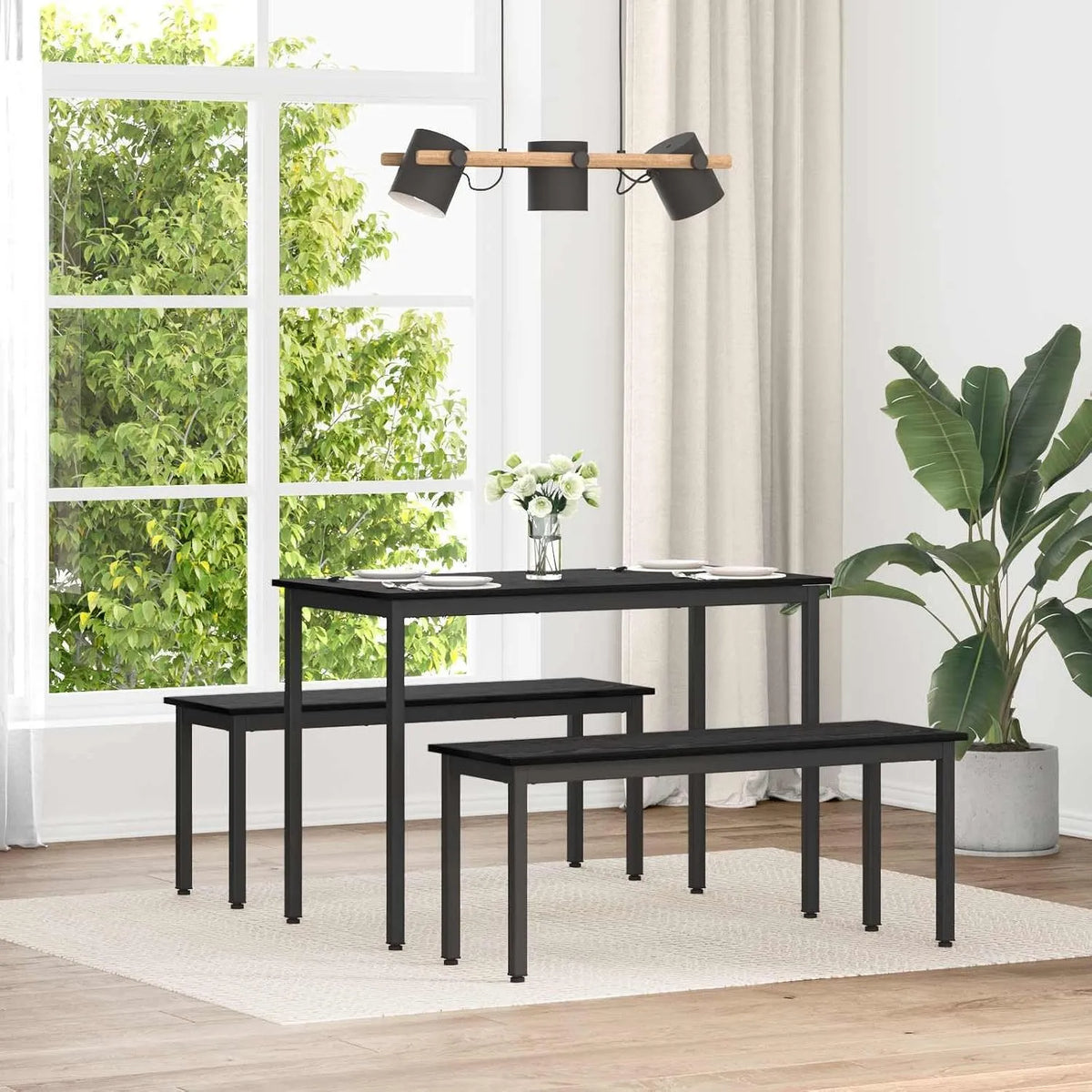 Nowoczesna ławka do siedzenia o wyglądzie dębu czarna z materiału: z drewna, 110 × 35 × 45 cm, czarny, z metalu