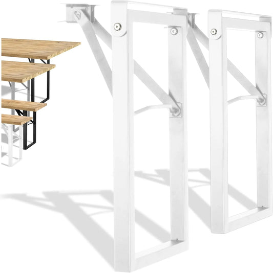 Natural Goods Berlin Zestaw 2 ławek ogrodowych ze składanym stelażem: składana konstrukcja, 43 cm, 23 cm, biały, z metalu