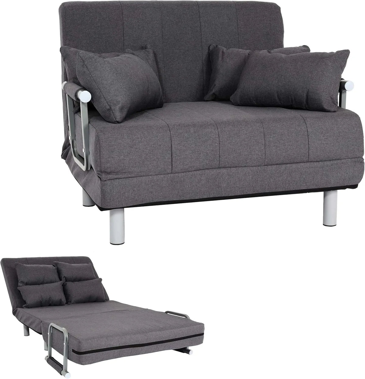 Fotel relaksacyjny i fotel rozkładany wypoczynkowy – HWC-K29, ciemnoszary, z funkcją spania, składana konstrukcja, 186 × 97 cm, 270 g