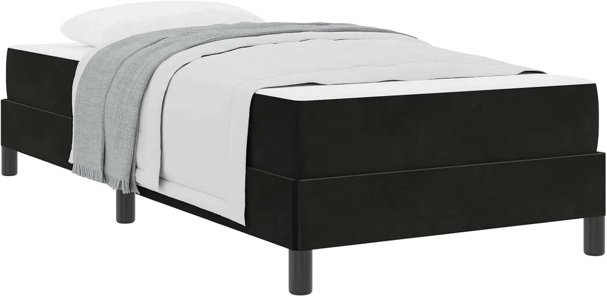 Łóżko kontynentalne z materacem 90 x 210 cm: 90 × 210 cm, czarny, tapicerka materiałowa