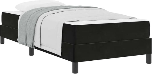 Łóżko kontynentalne z materacem 90 x 210 cm: 90 × 210 cm, czarny, tapicerka materiałowa