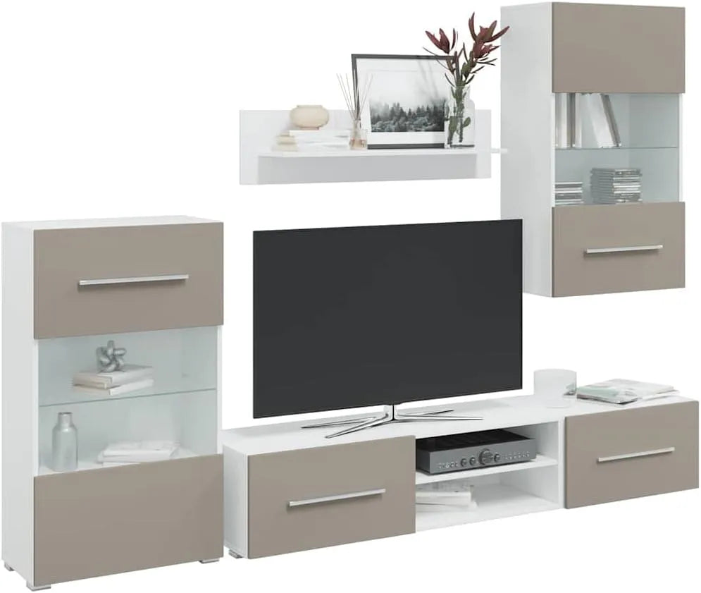 Szafka RTV i stolik pod telewizor — z drewna, wyświetlacz LED, 120 cm, szary
