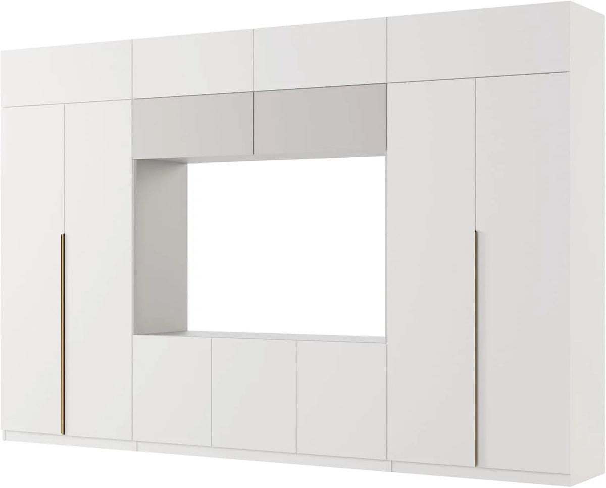 Meblościanka do salonu Infinity – RTV, z szufladami, 365 × 240 × 54 cm, biały