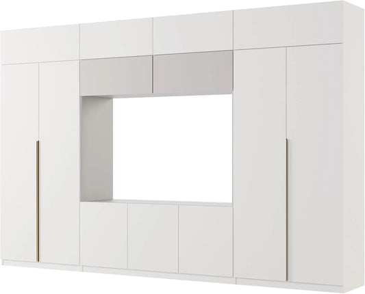 Meblościanka do salonu Infinity – RTV, z szufladami, 365 × 240 × 54 cm, biały
