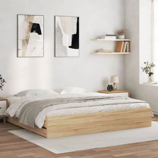 Rama łóżka i konstrukcja łóżka z szufladami – z drewna, 6 szuflad, 180 × 200 cm