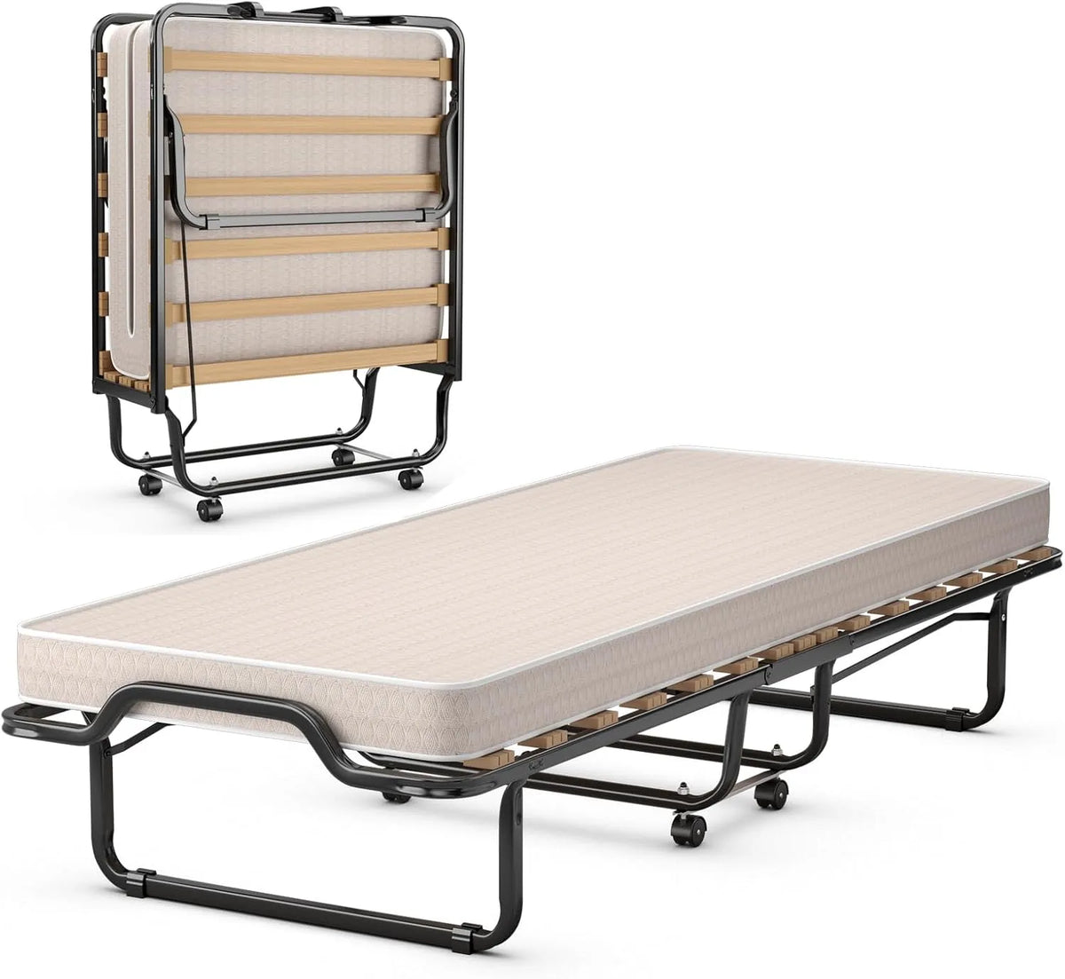 COSTWAY 80 x 200 cm: wypełnienie piankowe, składana konstrukcja, na kółkach, 80 × 200 cm, 120 kg, z metalu