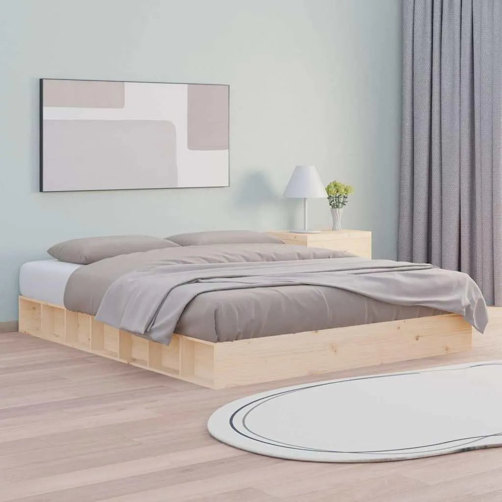 Łóżko z litego drewna sosnowego o rustykalnym wyglądzie — z drewna, 180 × 200 cm