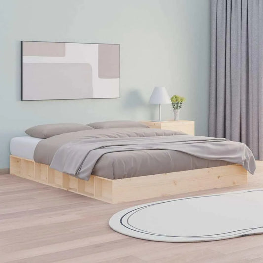 Łóżko z litego drewna sosnowego o rustykalnym wyglądzie — z drewna, 180 × 200 cm