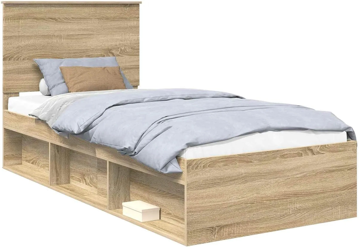 Rama łóżka i konstrukcja łóżka z litego drewna sosnowego: z drewna, 75 × 190 cm, tapicerka materiałowa