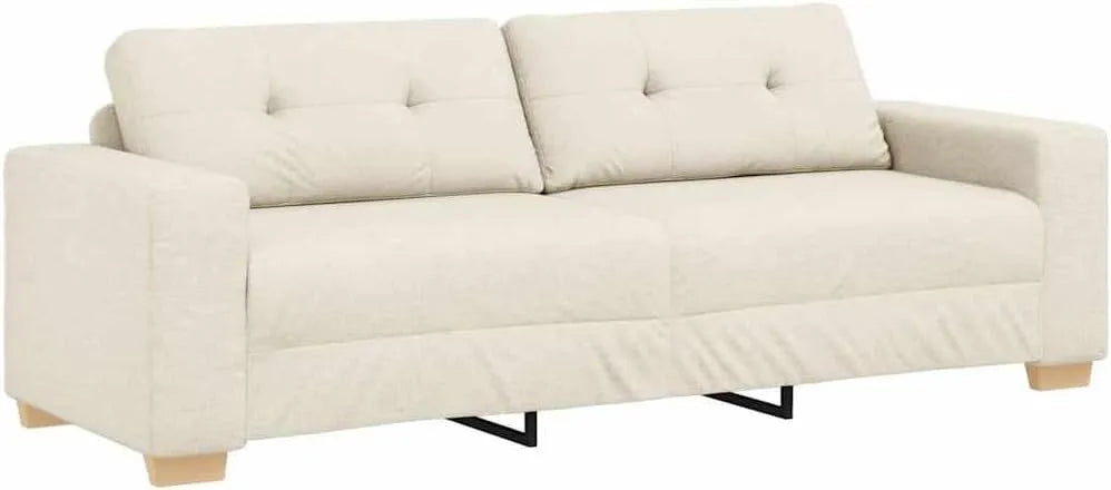 Sofa — tapicerka materiałowa, 221 × 80 × 80 cm, beżowy, z metalu, tapicerka materiałowa