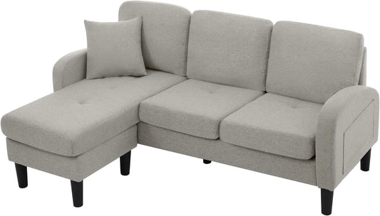 Sofa narożna: modułowa konstrukcja, w kształcie litery L, 3-osobowa, szary