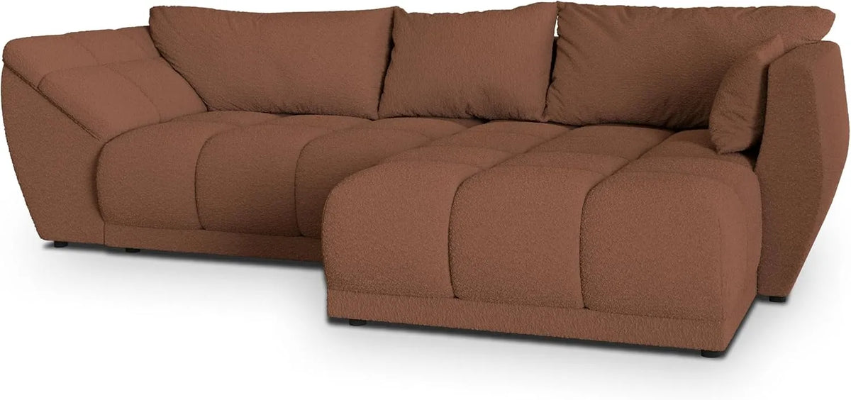 Sofa narożna — Miedziany, z funkcją spania, z pojemnikiem do przechowywania, rozkładana konstrukcja