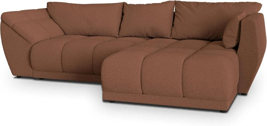 Sofa narożna — Miedziany, z funkcją spania, z pojemnikiem do przechowywania, rozkładana konstrukcja