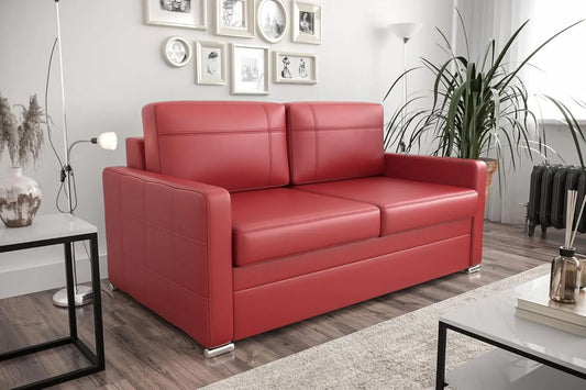 Sofa — ze skóry naturalnej, z funkcją spania, 5-osobowa, 187 cm