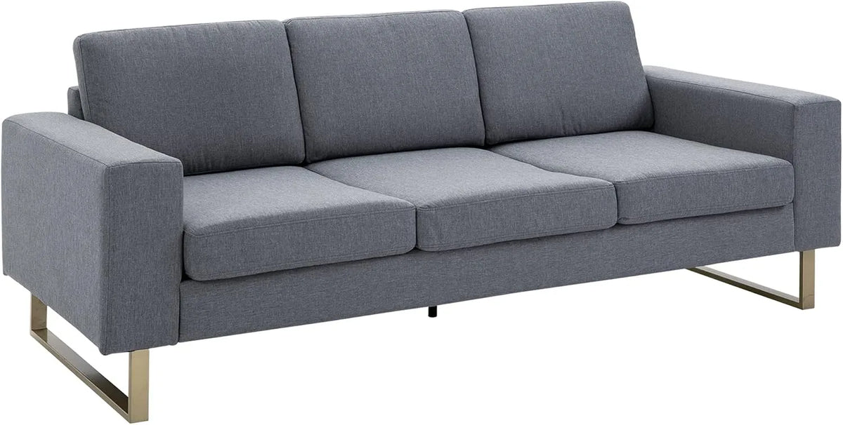 HOMCOM Sofa — tapicerka materiałowa, z poduszkami, 3-osobowa, 200 × 82 × 78cm, szary, tapicerka materiałowa