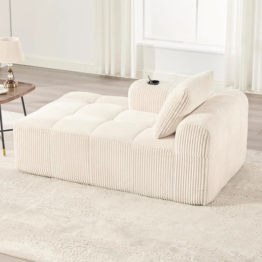 Sofa: modułowa konstrukcja, ze sztruksu, beżowy