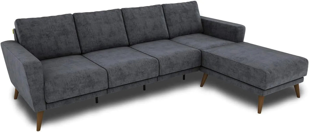 Sofa — z drewna, 4-osobowa, 260 cm, szary, rozkładana konstrukcja
