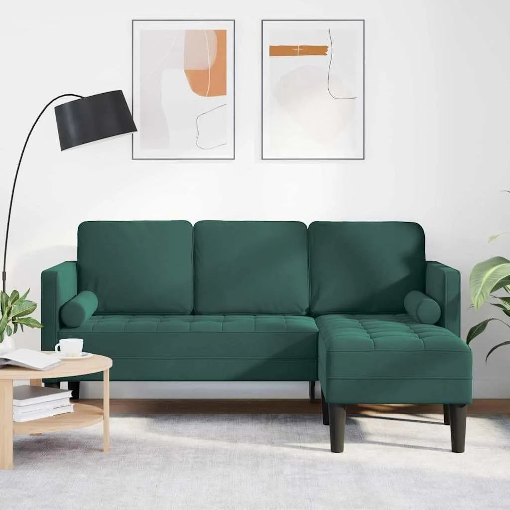Sofa – w kształcie litery L, tapicerka aksamitna, 3-osobowa, 173 × 131 × 67 cm