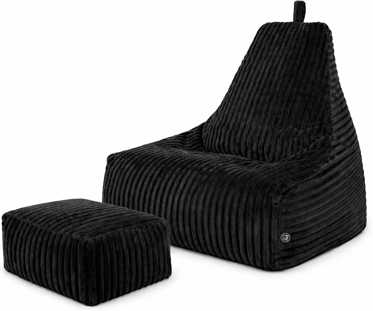 HOME Deluxe Cord worek do siedzenia: ze sztruksu, czarny