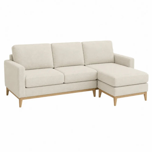 Sofa narożna tkanina poliester beżowa 250x160x85 cm