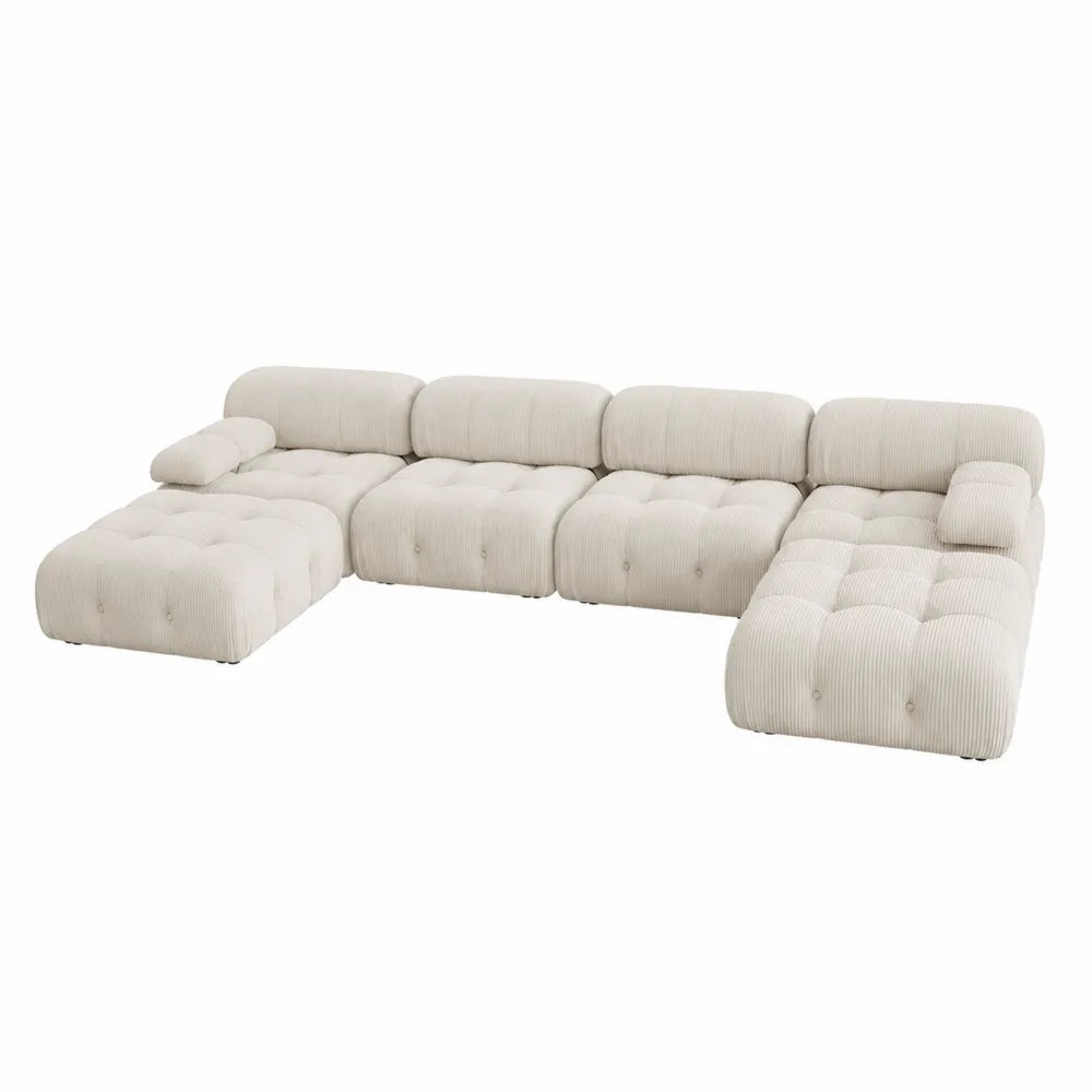 Narożnik modułowy L 5-cz. sztruks beżowy 350x175x70cm