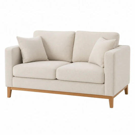 Dwuosobowa sofa z tkaniny bawełnianej na ramie bukowej 140cm