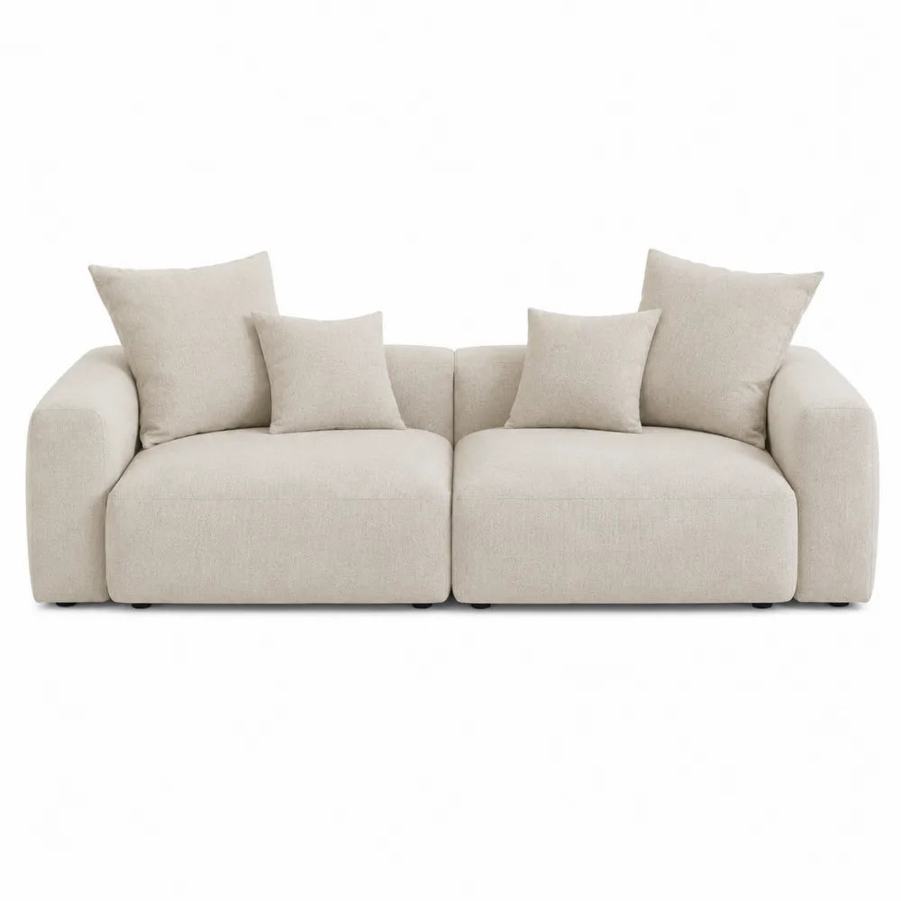 Sofa modułowa 2-osobowa 200 cm tkanina lniana beżowa